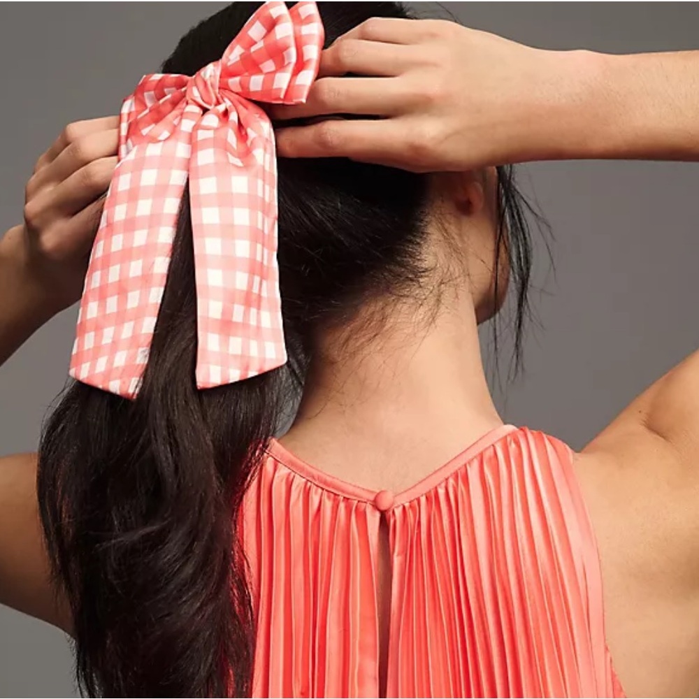 ANTHROPOLOGIE | Gingham pattern hair bow with hidden clip